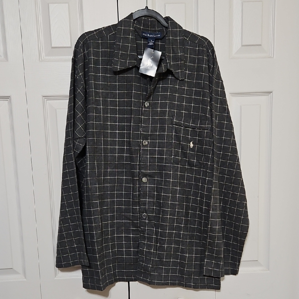 *PRICE FIRM* NWT Polo Ralph Lauren Gray Checked Pajama Shirt